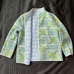 J McLaughlin Reversible Quilted Cotton Jacket 3/4 Sleeve S